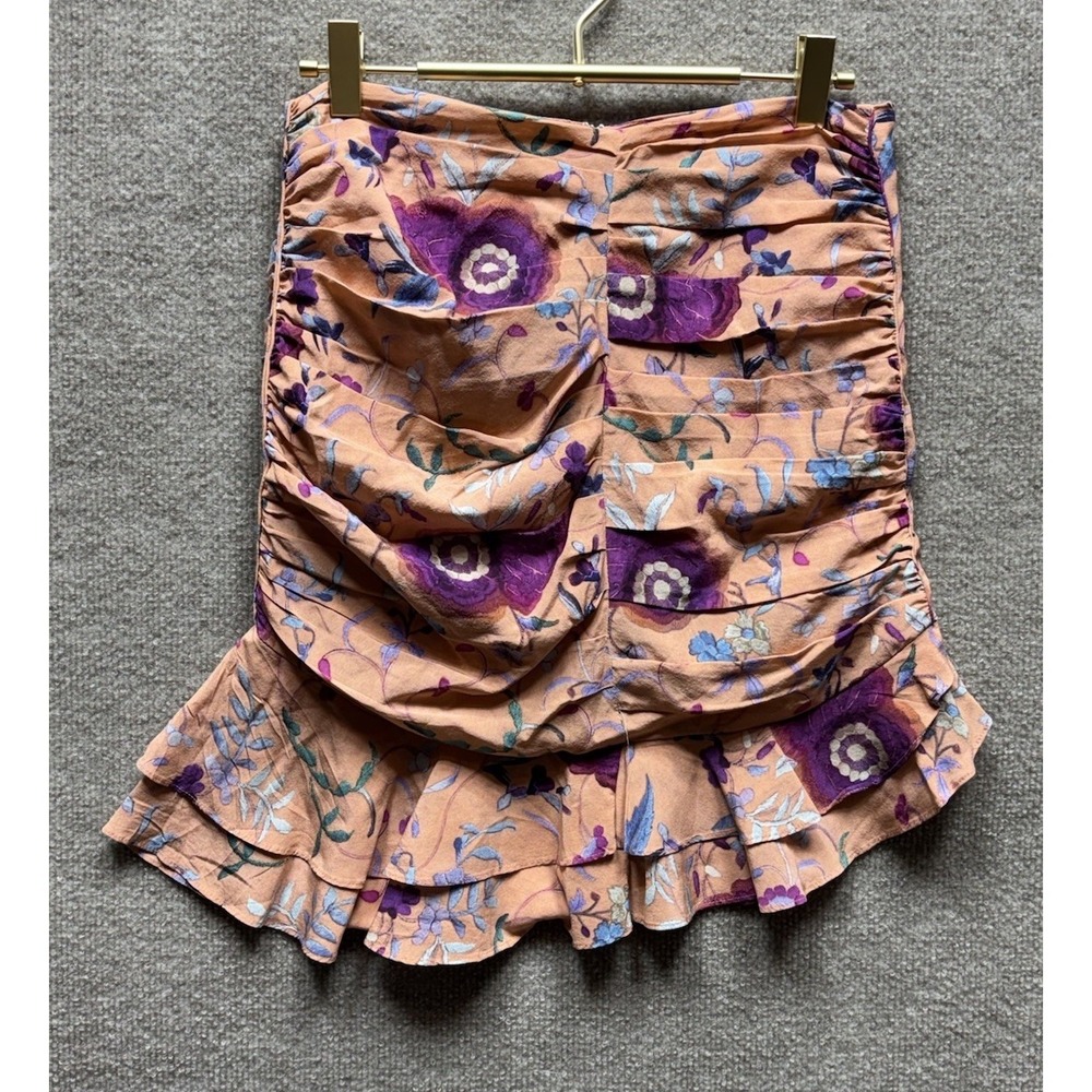 Isabel Marant Milendi Papaya Floral Printed Skirt 36 Etoile Silk High Rise EUC